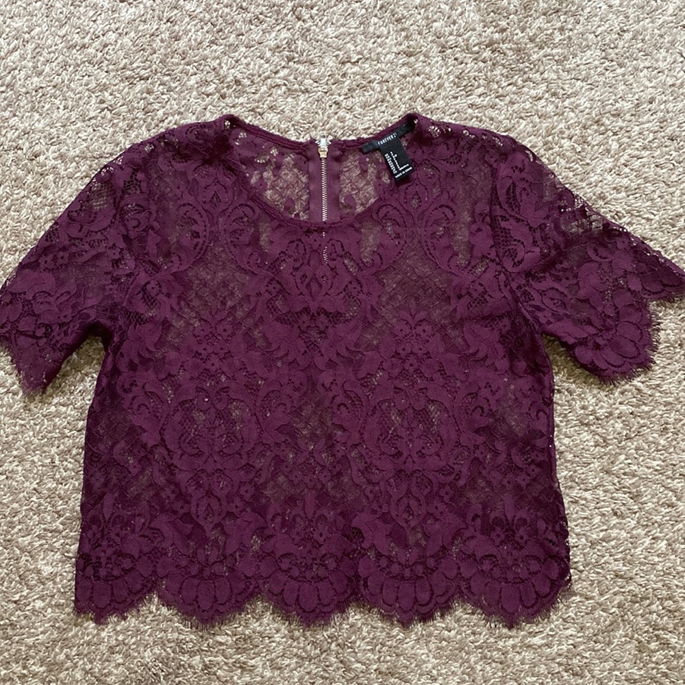Burgundy Lace Blouse